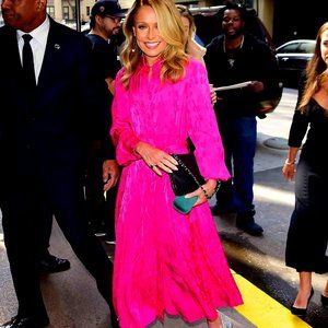 NEW Luxe JASON WU Hot Pink Magenta Skirt Maxi Long Tiered Ruffled Slit + Pockets